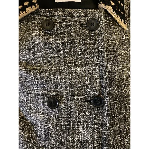 $1195 New M Missoni 42 6 Tweed Car Coat Crochet Trim Jacket Gray Black Pea